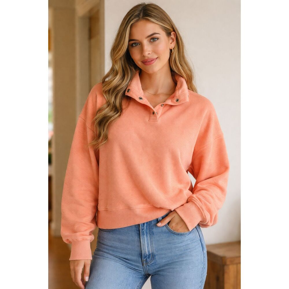 American Eagle Crop Quarter Snap Pullover Size Small